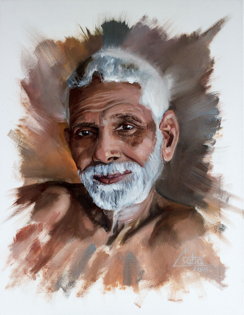 Ramana Maharshi Portrait painting of the Indian sage Ramana Maharshi by Csaba Tibor Palotás